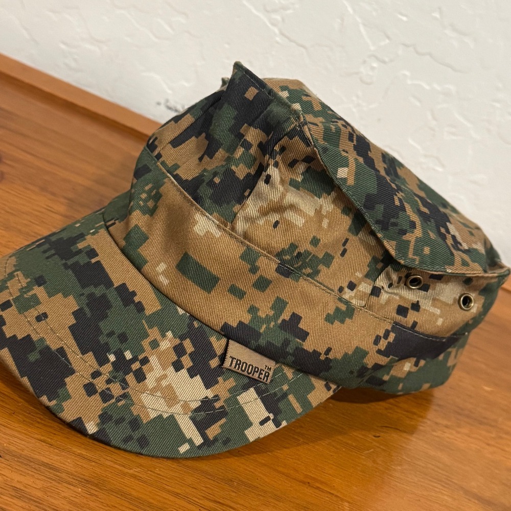 Trooper Patrol Cap Kids One Size Green Digital Woodland Camo Excellent Military